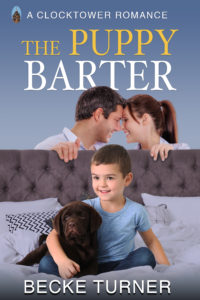 Book cover for The Puppy Barter - A dog trainer and single dad discover love while fighting to save a rescue and a family.